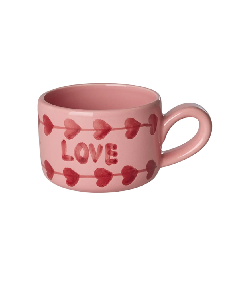 Keramik Cappuccino Kop - Pink - Hand-painted LOVE