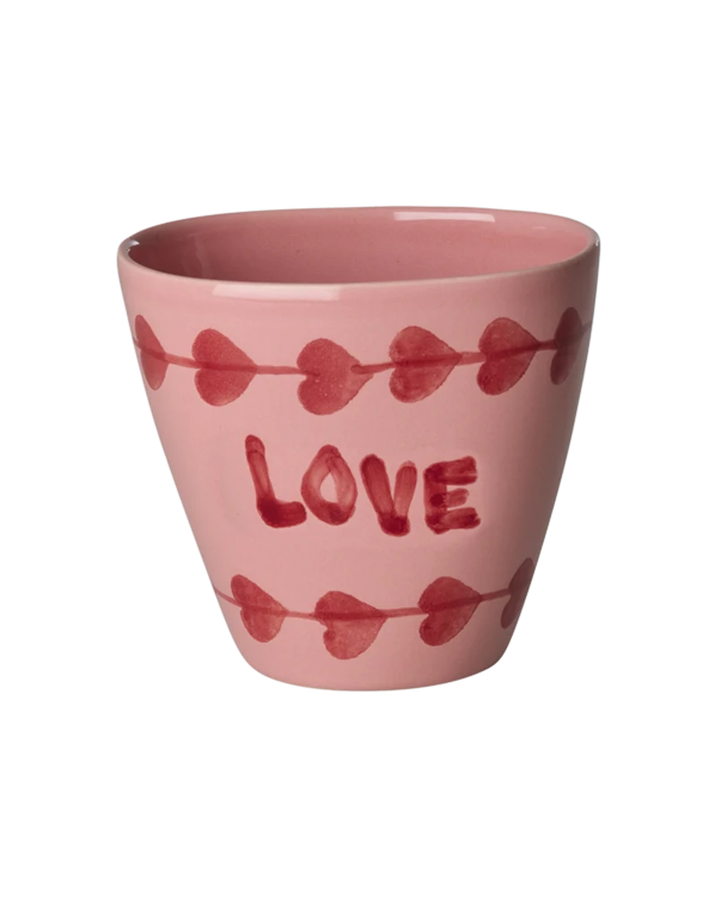 Oval Keramik Kop - Pink - Hand-painted LOVE