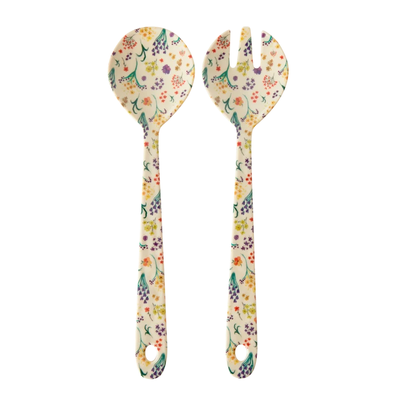 Salatbestik - Multifarvet - Wild Flowers Print