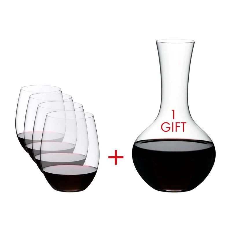 Decantador Riedel Syrah + 4 Vasos "O" Caberner Merlot