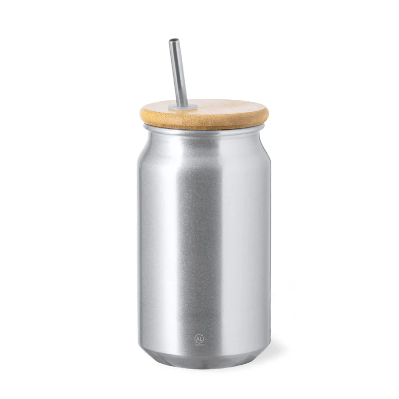 Vasos Sostenible de Aluminio Reciclado con Tapa de Bambú Audrey 430ml