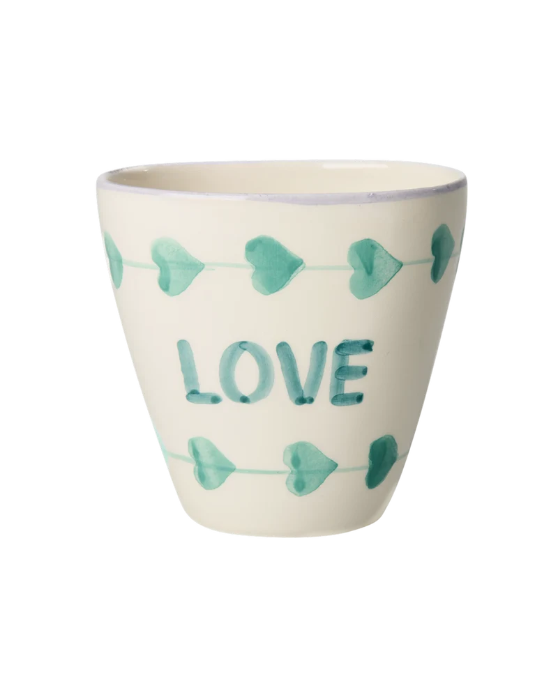 Oval Keramik Kop - Off White - Hand-painted Love