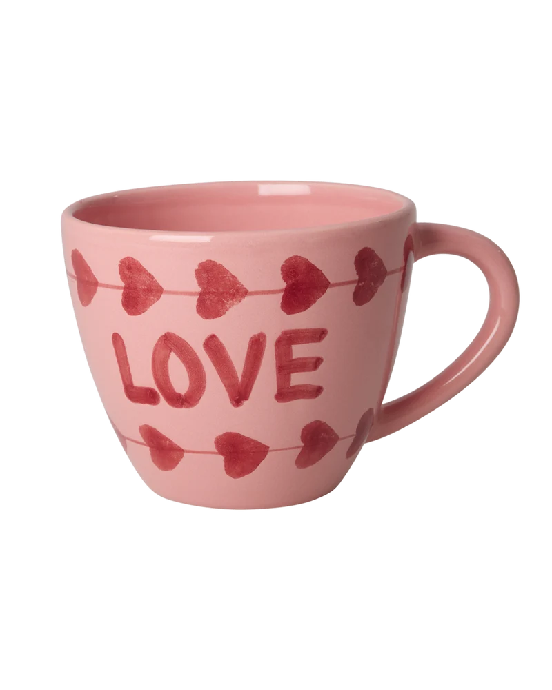 Stor Keramik Kop - Pink - Hand-painted LOVE