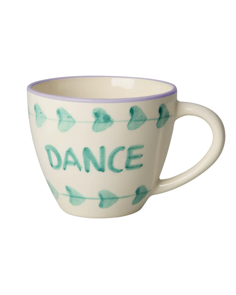 Stor Keramik Kop - Off White - Hand-painted DANCE