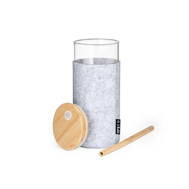 Vaso Sostenible Cristal Borosilicato Bambú Zilber 450ml