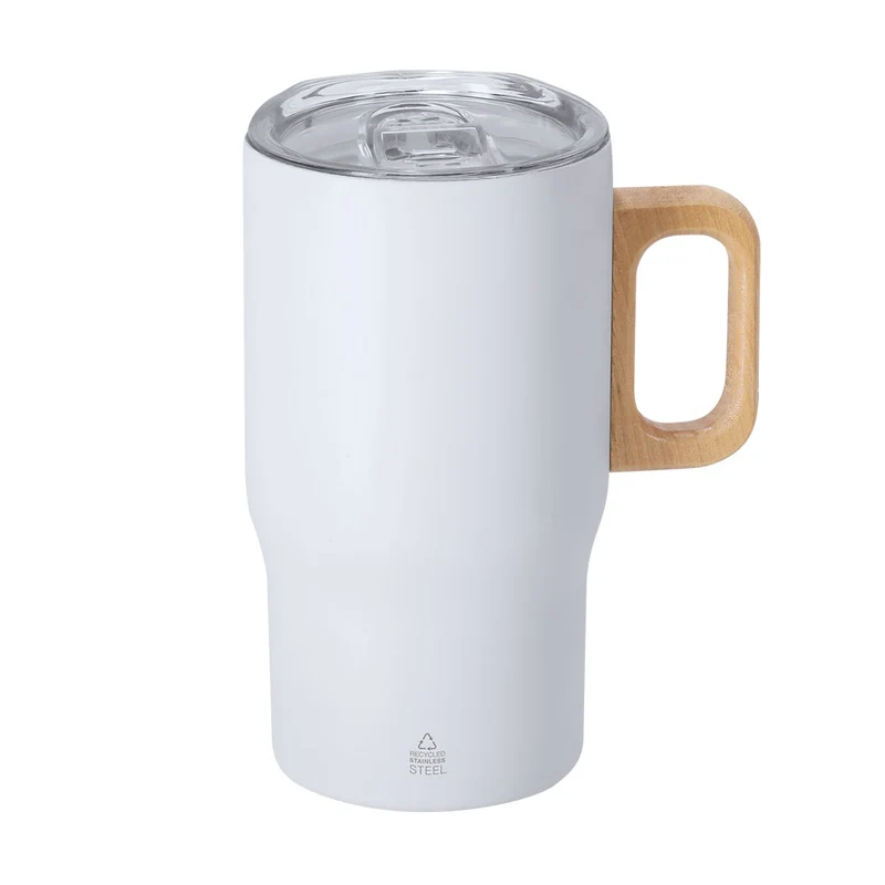 Zaran — Caneca Térmica 400ml Aço Inox Reciclado + Pega Madeira | Premium | 3 Cores