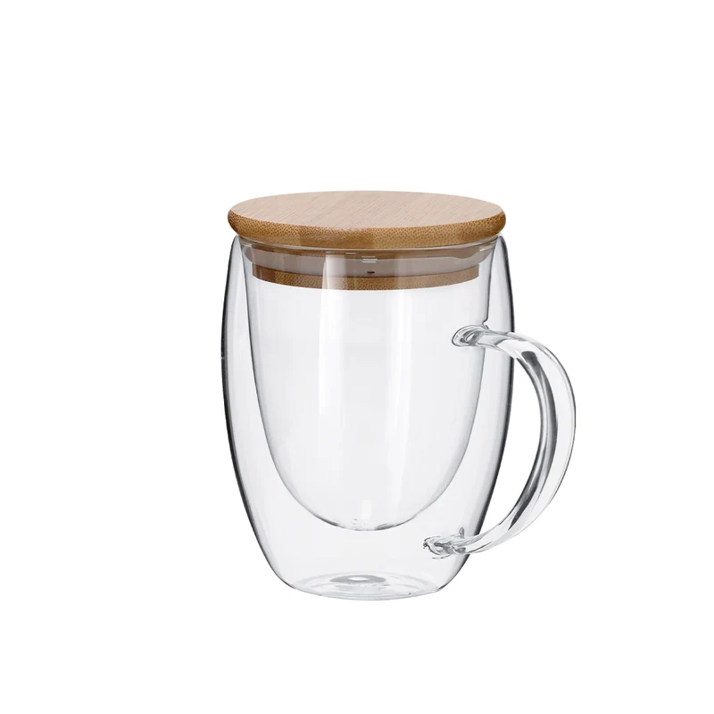 Helmar — Caneca Térmica Vidro Borossilicato 300ml + Tampa Bambu | Sustentável