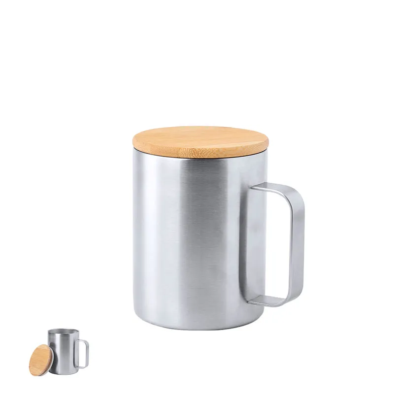 Ricaly — Caneca Térmica Aço Inox 350ml + Tampa Bambu | Sustentável | Gravação Laser