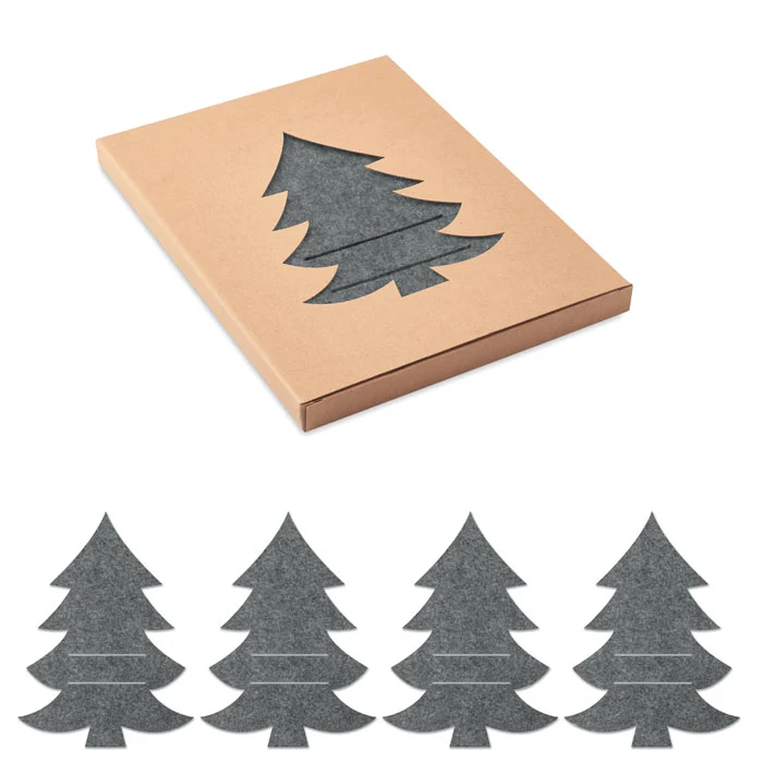 Juego de 4 Porta Cubiertos Sostenibles de Fieltro rPET Forma Arbol Treesguard