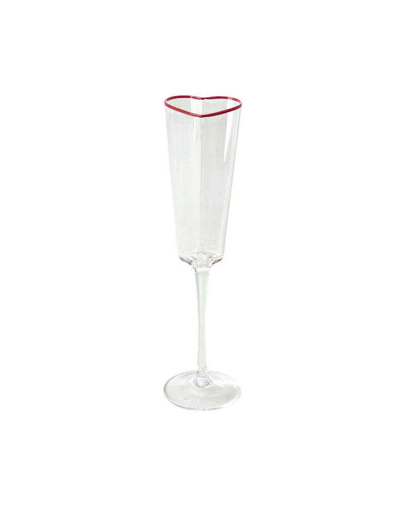 Høj Hjerte Glas Champagneglas - Rød