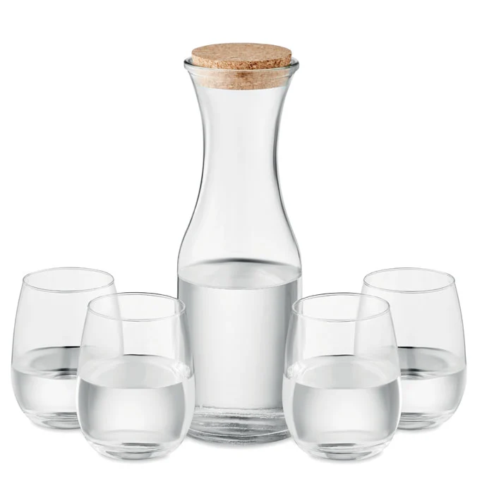 Set Ecológico de Vasos y Jarra de Vidrio Reciclado Piccadilly