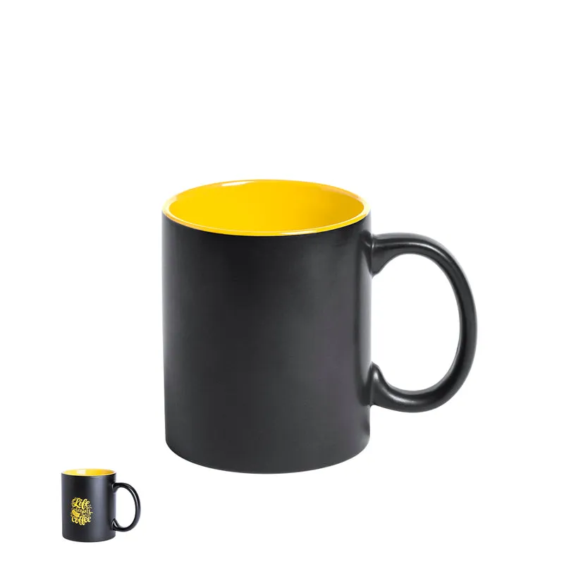 Bafy — Caneca Cerâmica 350ml Exterior Preto + Interior Colorido | 6 Cores