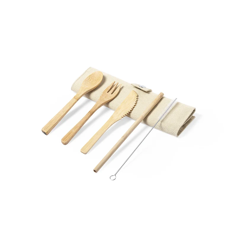 Set de Cubiertos de Bambú con Funda Corpax