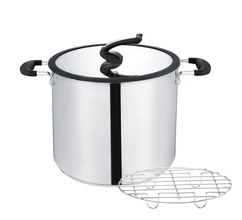 Vaporera 34 cm c/tapa de cristal Acero inoxidable Apr
