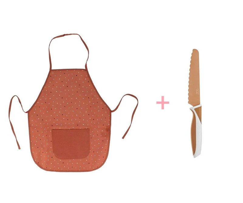 Pack Delantal Infantil Dots Brown Kiddikutter Caramelo (no incluye cuchillo)
