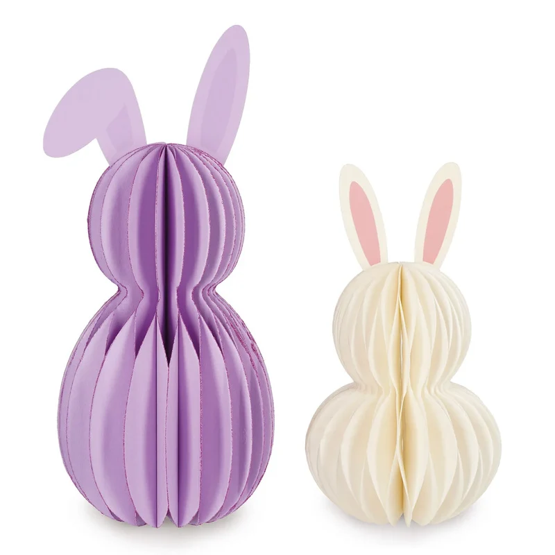 Conjunto de 2 coelhinhos de papel dobráveis - Feliz Páscoa
