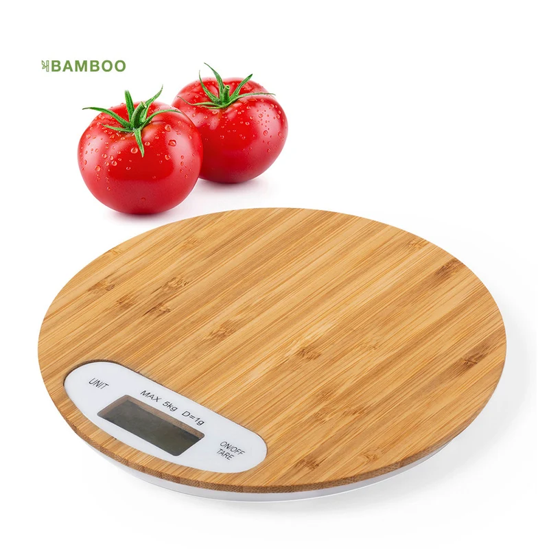 Báscula de Cocina Sostenible de Bambú con Display Digital Hinfex