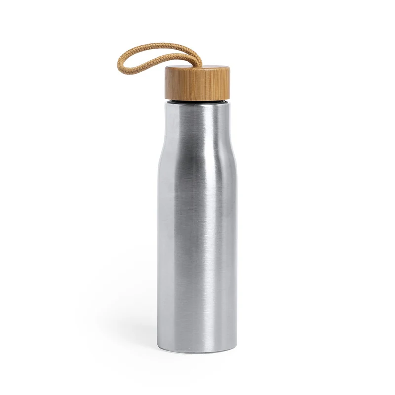 Bidón Sostenible de Acero Inoxidable con Tapón Bambú Dropun 600 ml