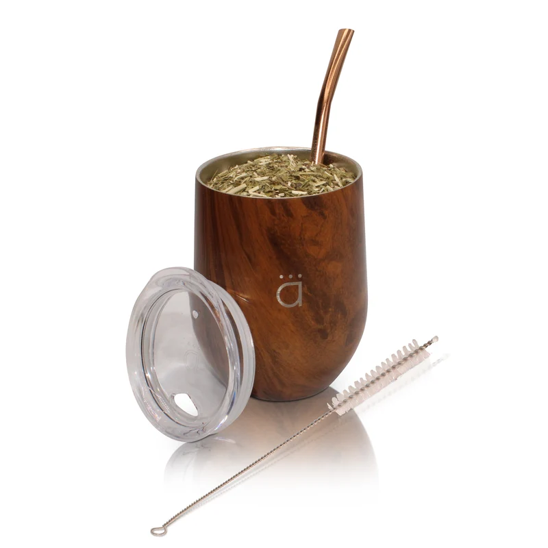 Mate de madera XL de 12 onzas con bombilla