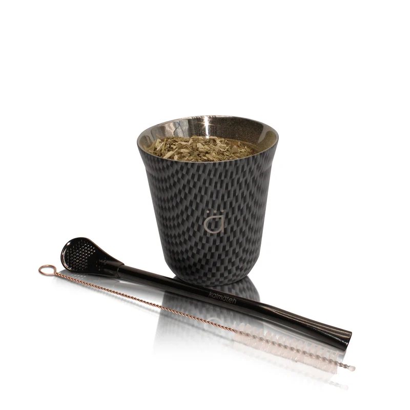Mate de calabaza Galactic Black Petite de 5 oz con bombilla