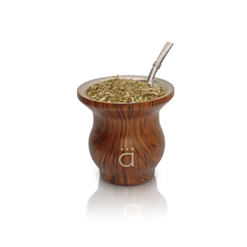 Mate elegante de madera de 9 onzas con bombilla