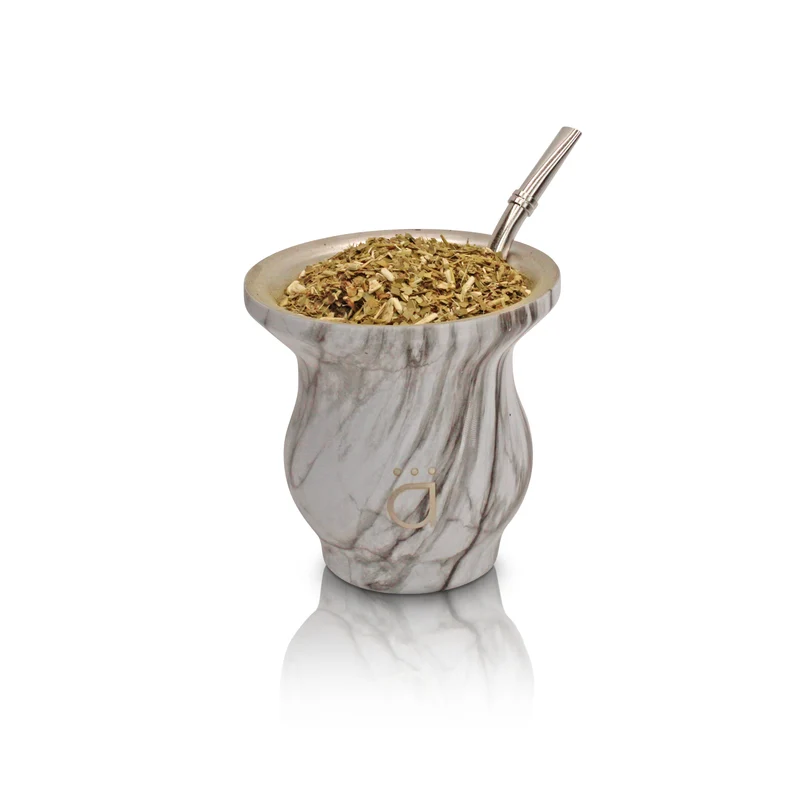 Mate elegante de mármol de 9 oz con bombilla