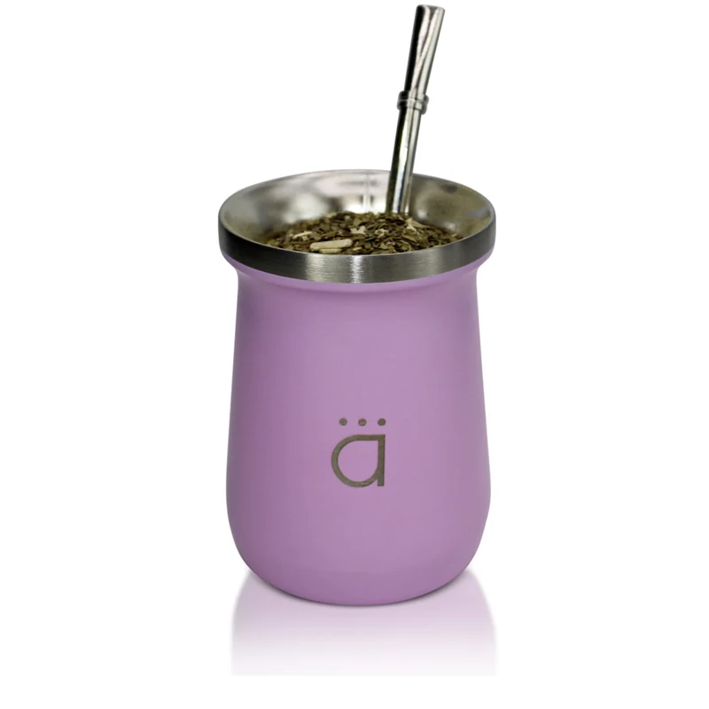 Mate moderno de calabaza color rosa pastel de 10 oz con bombilla
