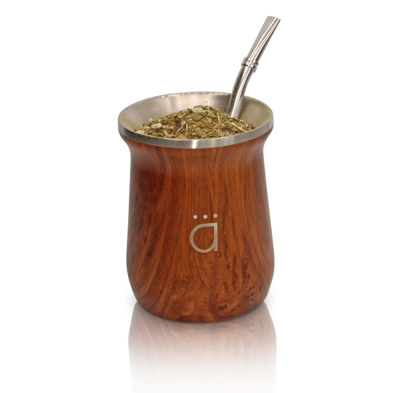 Mate de madera moderno de 10 oz con bombilla