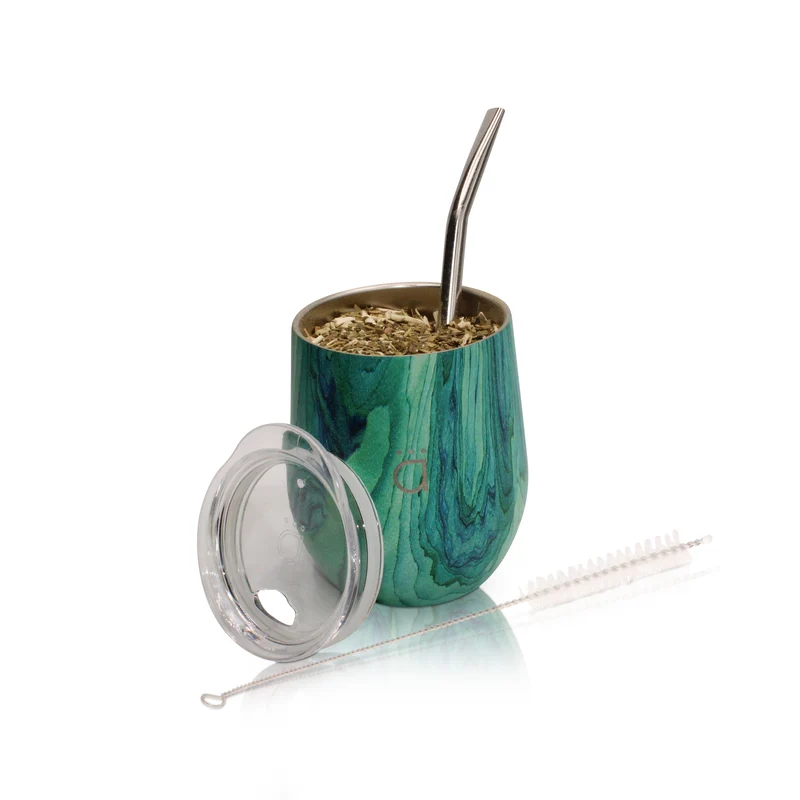 Mate clásico turquesa de 8 onzas con bombilla