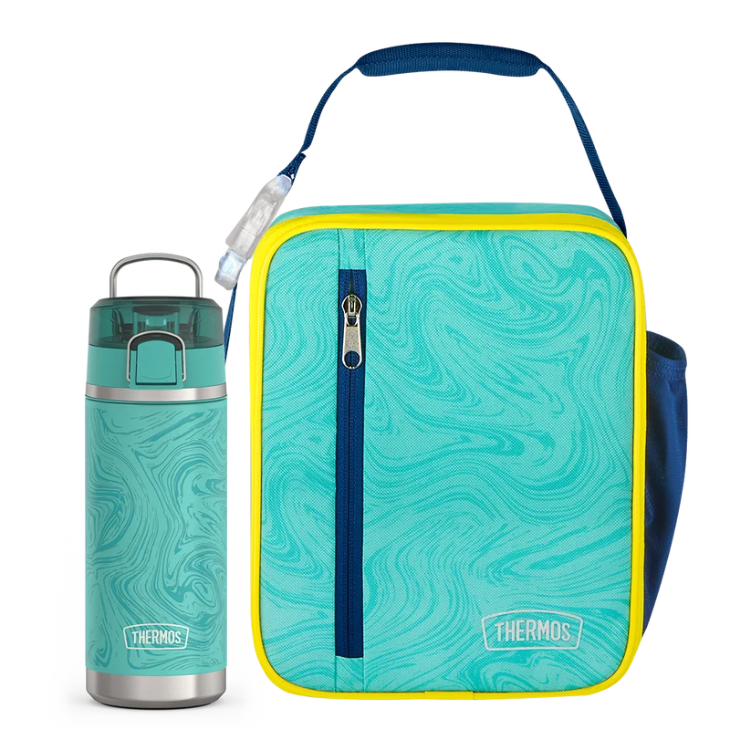Teal Marble Upright & 18oz Icon™ Kids Water Bottle Bundle