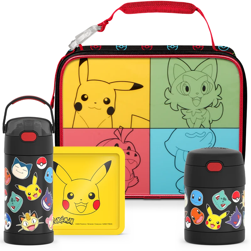 Pokémon Bundle - Soft Lunch Box, 12oz FUNtainer® Water Bottle, 10oz FUNtainer® Food Jar & Hard Ice