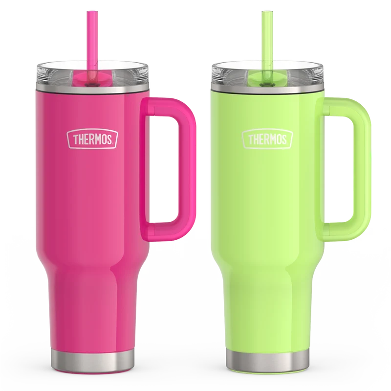 40oz Glossy Cup Holder Mug Bundle - Hot Pink & Lime