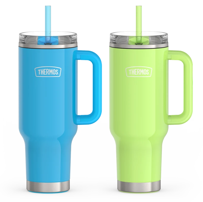 40oz Glossy Cup Holder Mug Bundle - Bright Blue & Lime