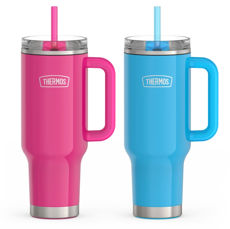 40oz Glossy Cup Holder Mug Bundle - Hot Pink & Bright Blue