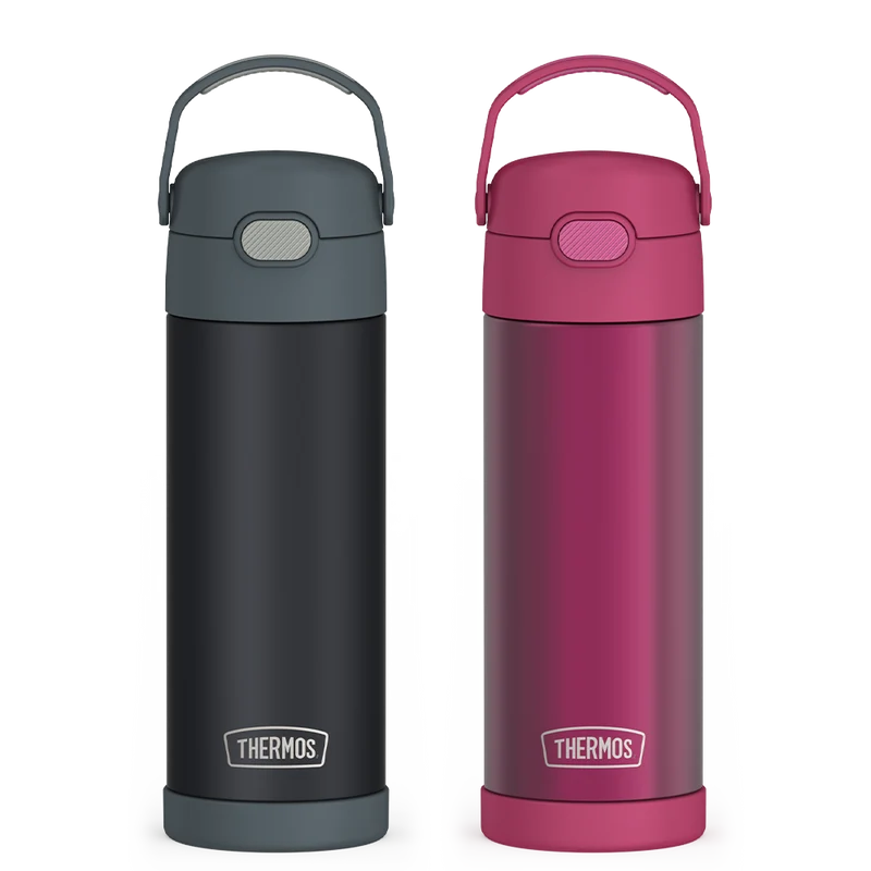 16oz FUNtainer® Water Bottles Translucent Charcoal & Rosewood Bundle
