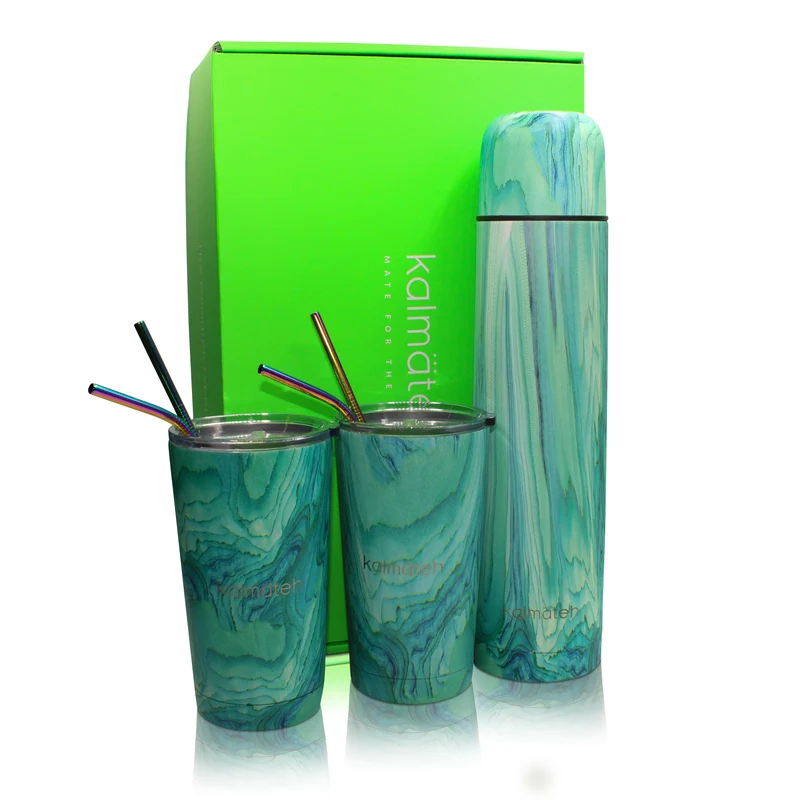 Juego de vasos de viaje color turquesa