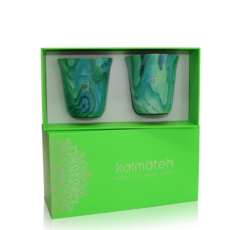 Juego de 2 tazas de café turquesas (5 oz)