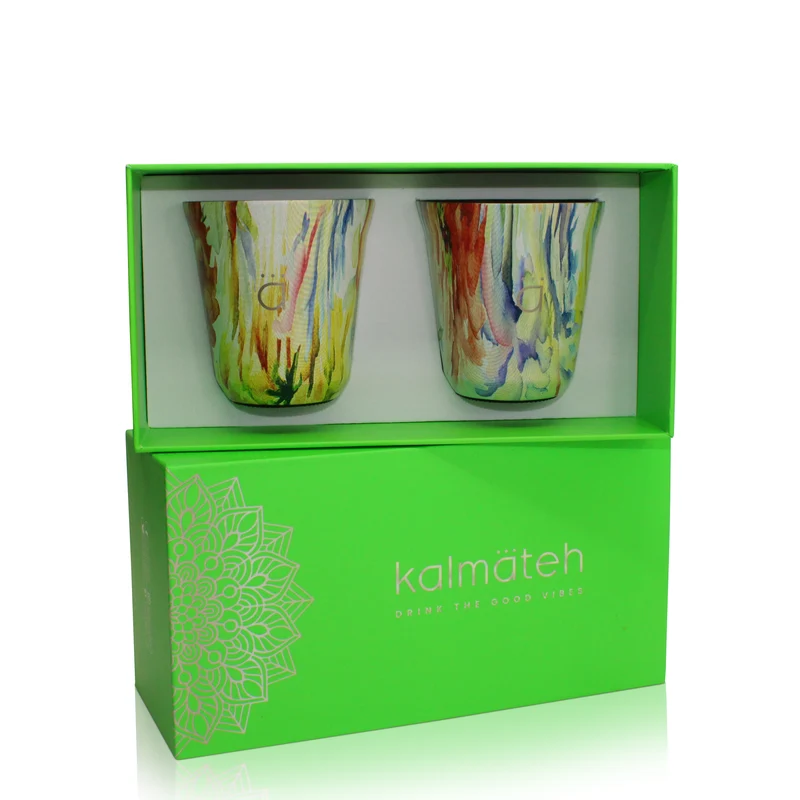 Juego de 2 tazas de café con diseño de flores (5 oz)