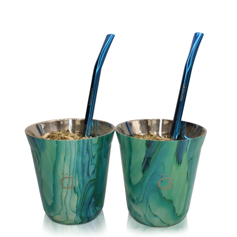 Petite Mate Gourds Juego de 2 con Bombillas y Limpiadores (170ml, 5 oz)