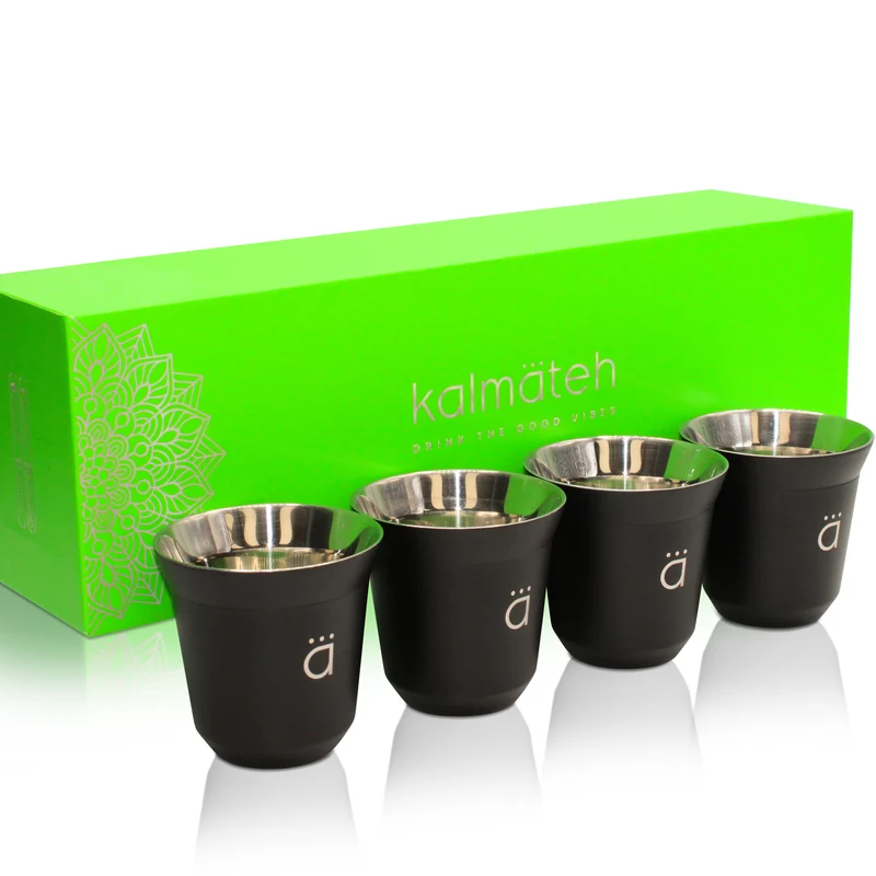 Tazas de café expreso negro mate (juego de 4) - 2.7 oz