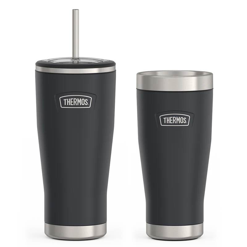 24oz Cold Tumbler with Straw & 16oz Travel Tumbler Bundle - Granite
