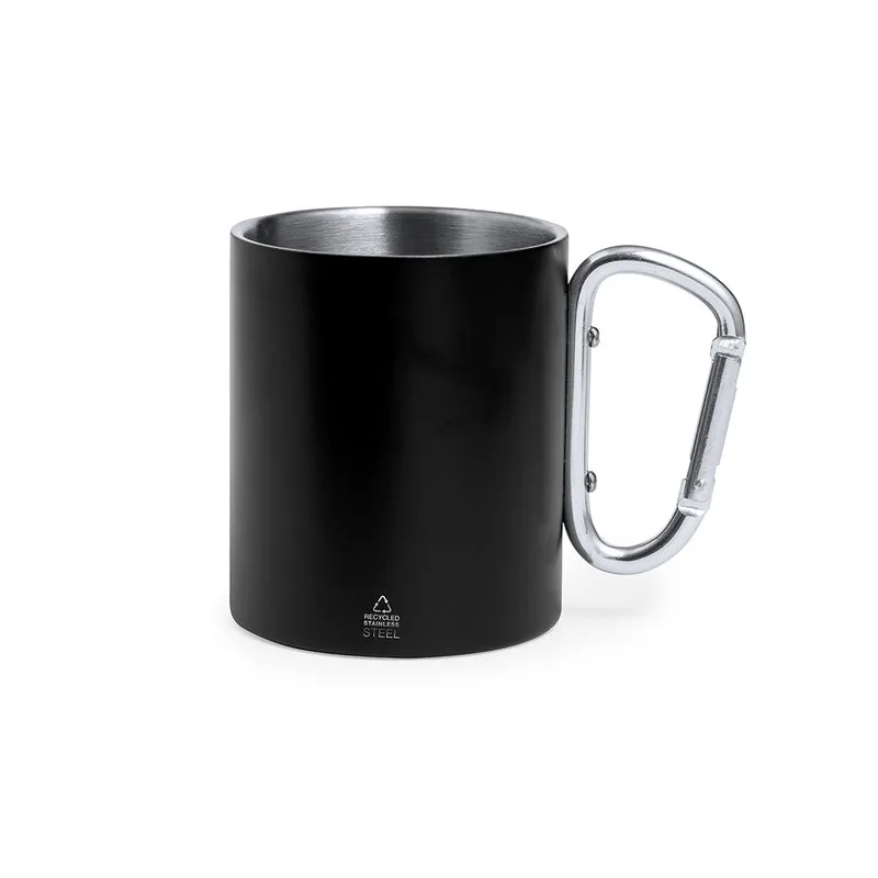 Caneca Aço Inox Reciclado Lecrer 300ml - Parede Dupla Mosquetão Caixa Kraft