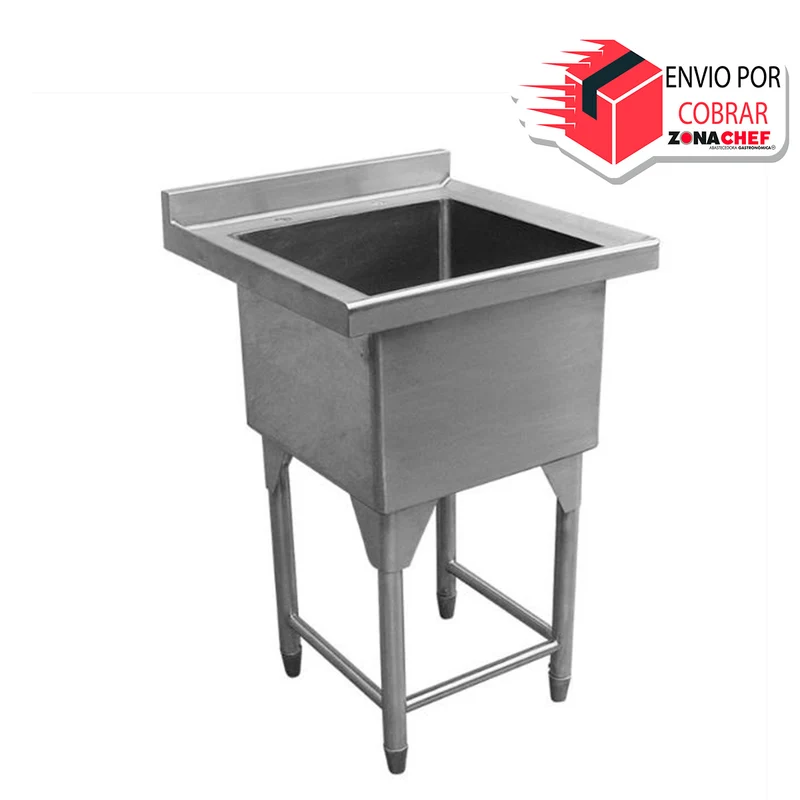Tarja/Fregadero 59x61x90 cm Sencilla Central en Acero Inox FERRO