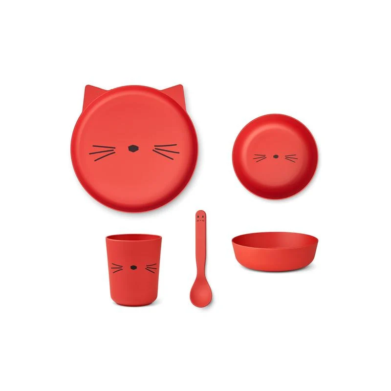 Brody set junior de refeição em bambú - Gato apple red