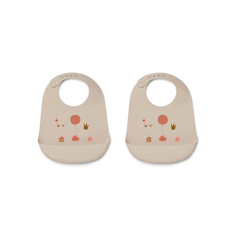 Tilda babete em silicone com bolso - Birthday multi mix