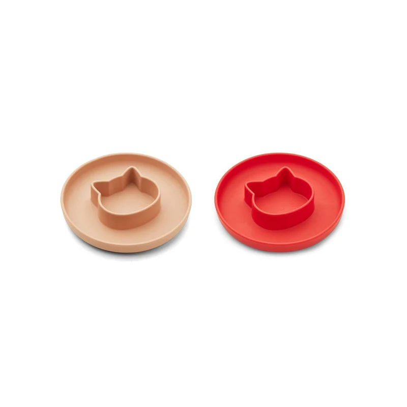Prato Gordon 2 Pack - Gato Mix Vermelho/Bege