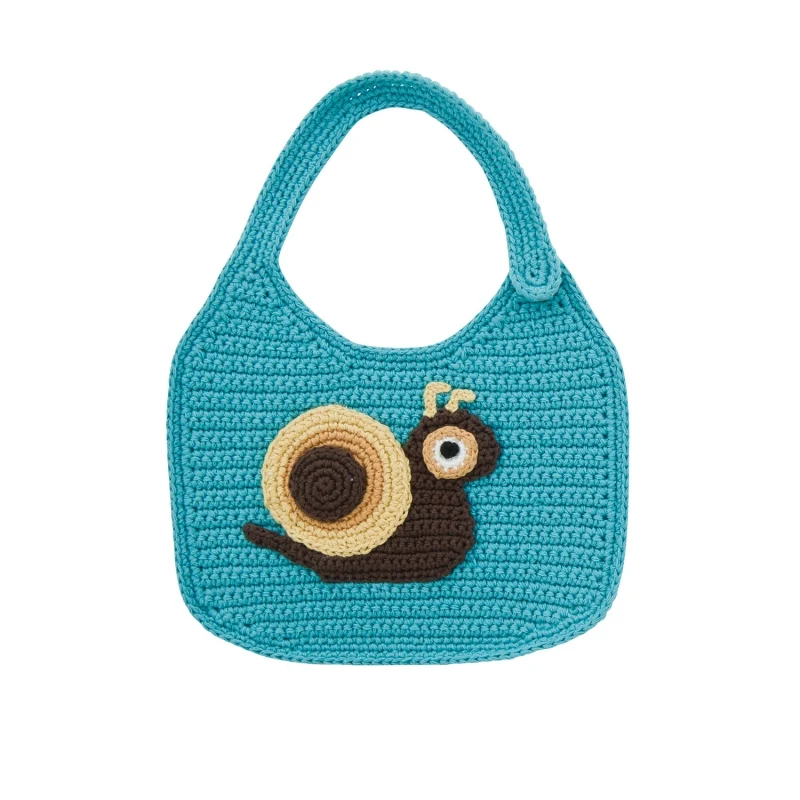 Babete em crochê - Caracol turquesa