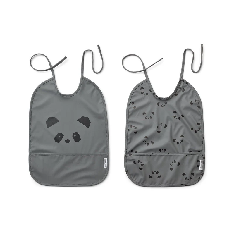 Lai bib 2 pack - Panda Stone Gray