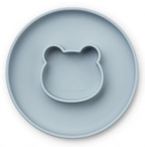 Prato silicone com divisória Gordon - Urso azul