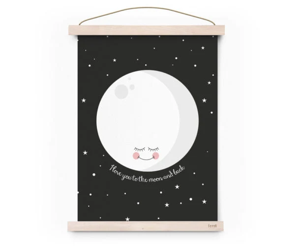 Ilustração A3 Love you to the moon - preto